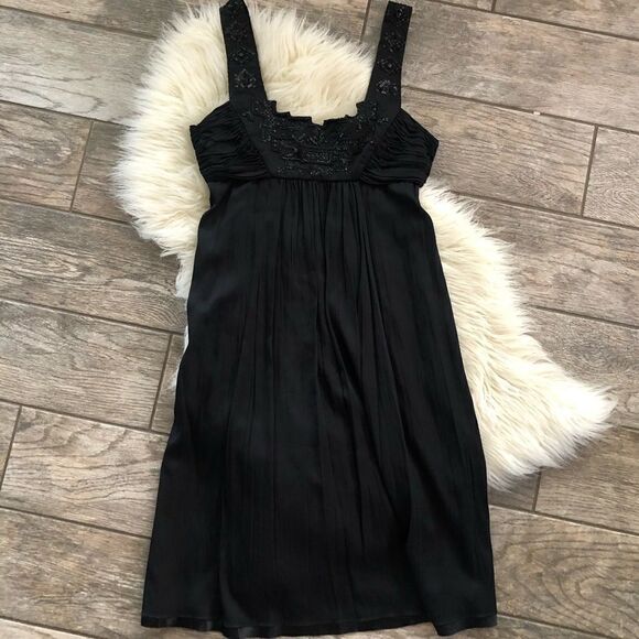 Eli’s Tahari Black Beaded Silk Dress - Picture 1 of 10